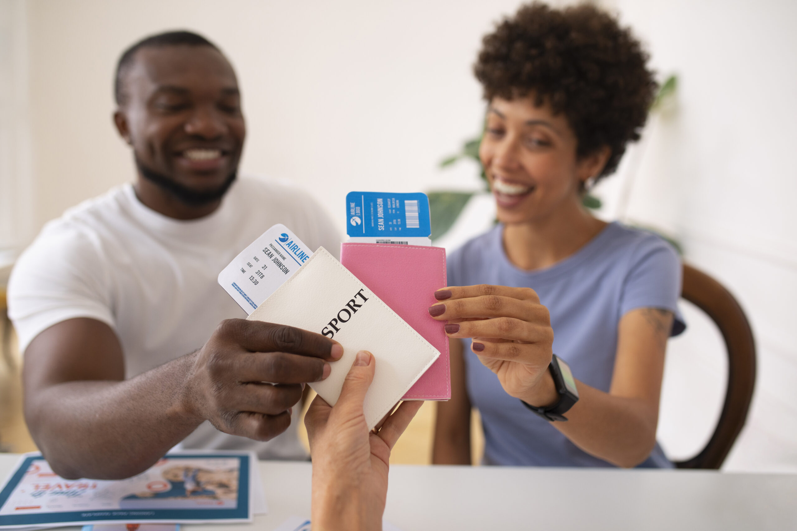 front-view-couple-holding-passport